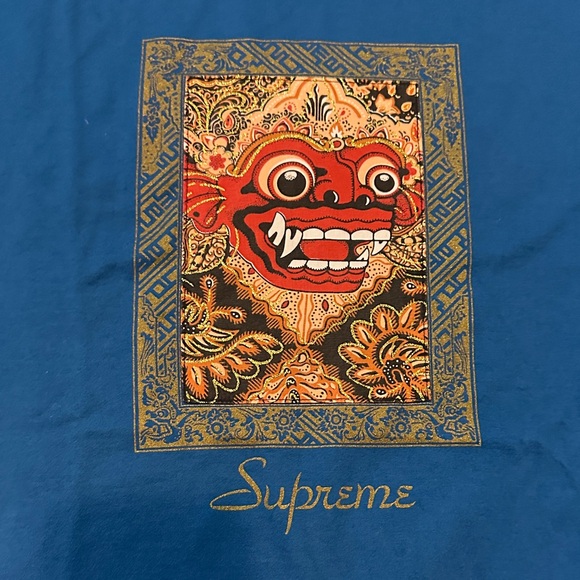 Supreme Barong Patch S/S Cyan Blue Graphic Tee - Picture 3 of 3